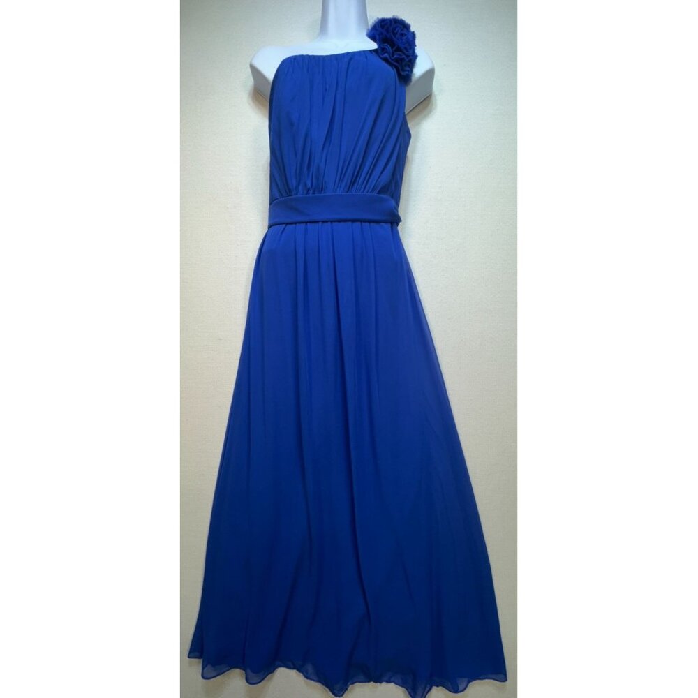 Dessy Girl Women's Chiffon One Shoulder Bridesmaid Dress Size 12 Blue Sleeveless